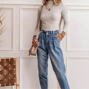 NWT Kancan LA high waist, relaxed thigh, tapered, blue, denim jeans - size 15/31